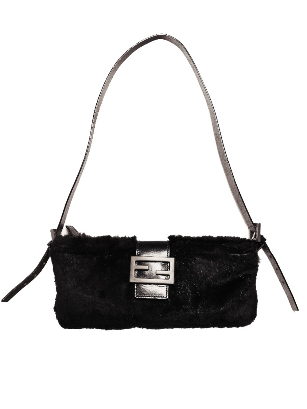 Fendi Black Fur Baguette